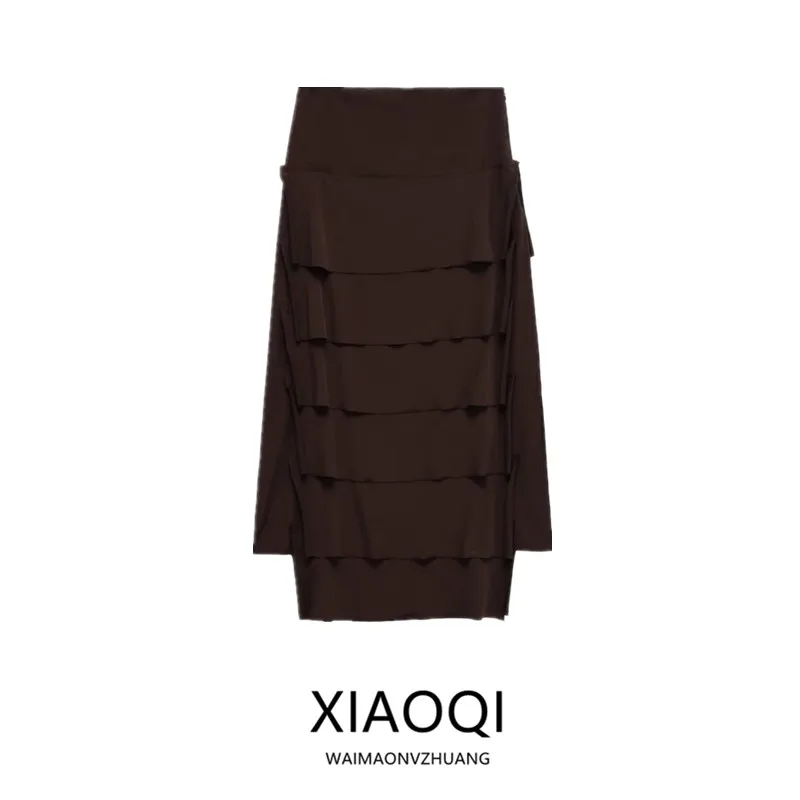 Jupe gâteau à la dérive Vintage pour femmes, longueur f, décontractée, taille haute, en Fiber de Polyester, autre matériau, jupe cuite, nouvelle collection automne