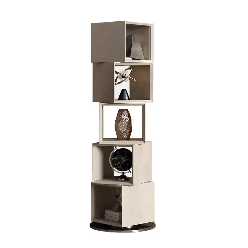 Light Luxury Minimalist 360 Degree Bookshelf Orange Rotating Layer Shelf Corner Shelf Floor Corner Cabinet Designer Furniture