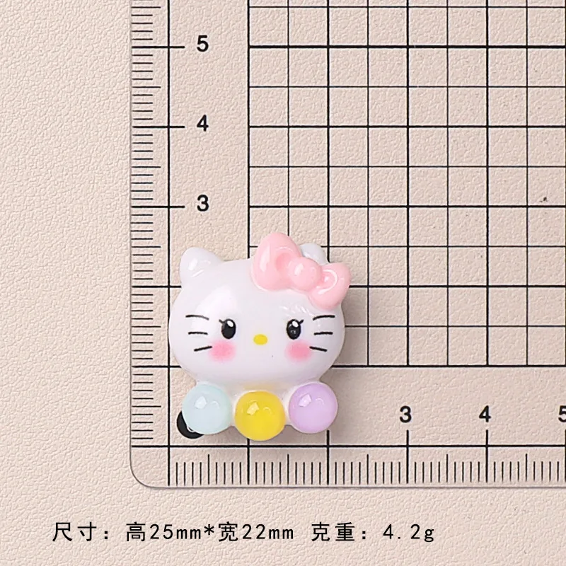 Figuras de resina de dibujos animados para manualidades, 100 piezas, Kawaii, Sanrio, gatito, cachorro, conejo, álbum de recortes, lazo para el pelo, accesorios de decoración