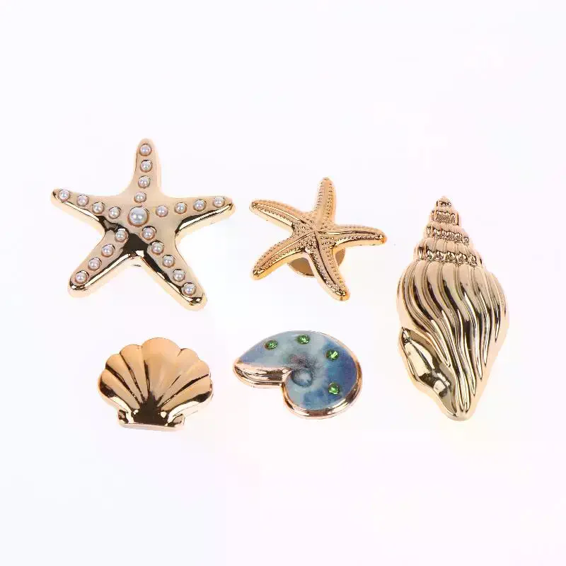 16Pcs/Set DIY Starfish Shoe Charms Bling Conch Shoes Buckle Decorations Removable Shell Shoe Clips Accessories