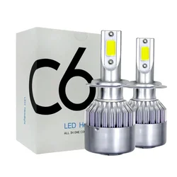 C6 2x H7 LED H4 Hi/Lo H1 H3 HB3 HB4 9003 HB2 H13 9005 9006 Car Headlight Bulbs 6000K COB car lights 72W 8000LM Auto Headlamps