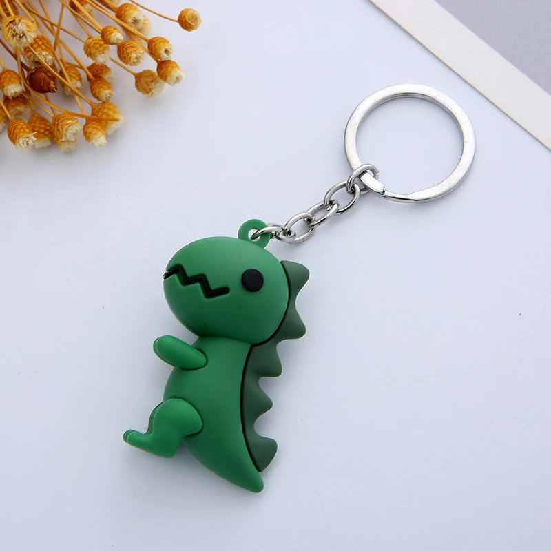 Cartoon Dinosaur Keychain Cute 3D Doll Silicone PVC Key Bag Charms Keyring Accessories For Women Men