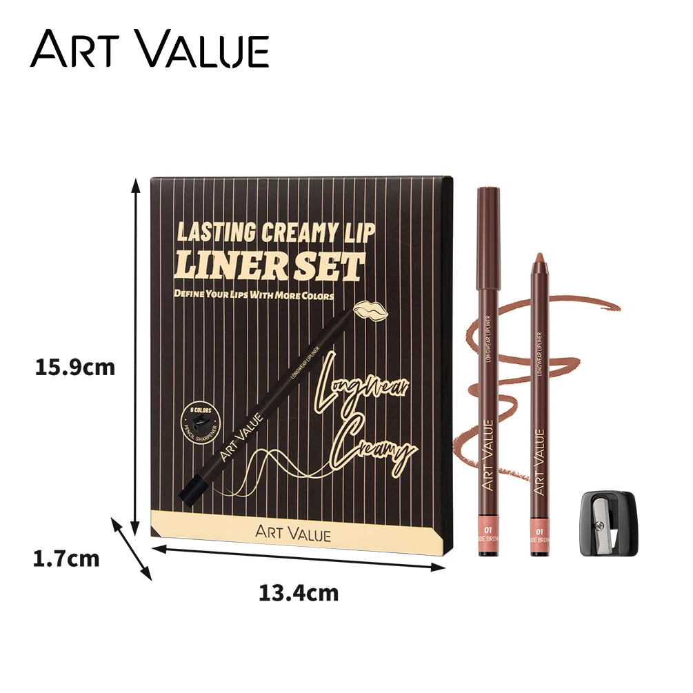 ART VALUE Набор карандашей для губ: матовые тинты контурирующие карандаши стойкие помады-карандаши в оттенках нюд коричневых и красных косметические наборы