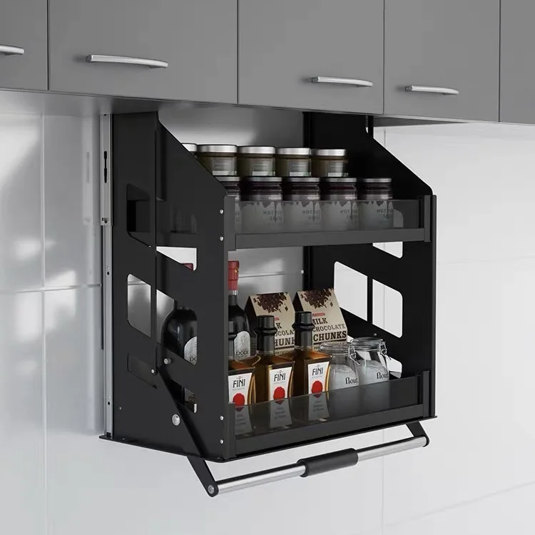Küchenschrank, Hubschrank, oberer Wandschrank, vertikales, herunterklappbares, anhebbares Lagerregal