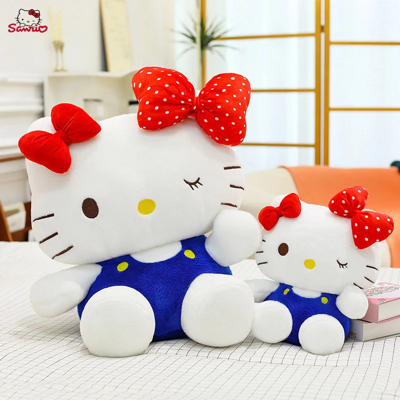 

35/45/Cm Sanrio Bowknot Hello Kitty Plushies Cartoon Anime Kawaii Ornament Comfortable Soft Doll Cushion Girl Toy Gift