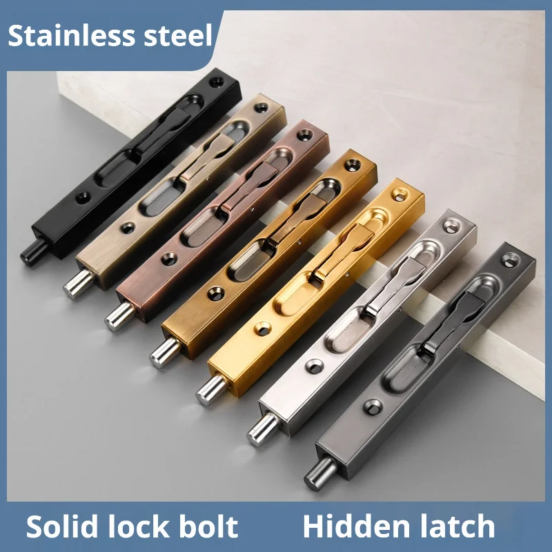 Concealed Mount Wooden Door Floor Latch, Stainless Steel Rust-Proof Up-Down Flush Bolt Lock for French Door