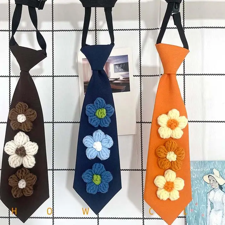 

Маленькие цветы ручной работы с цветным галстуком на шею, детский персонализированный оригинальный маленький галстук