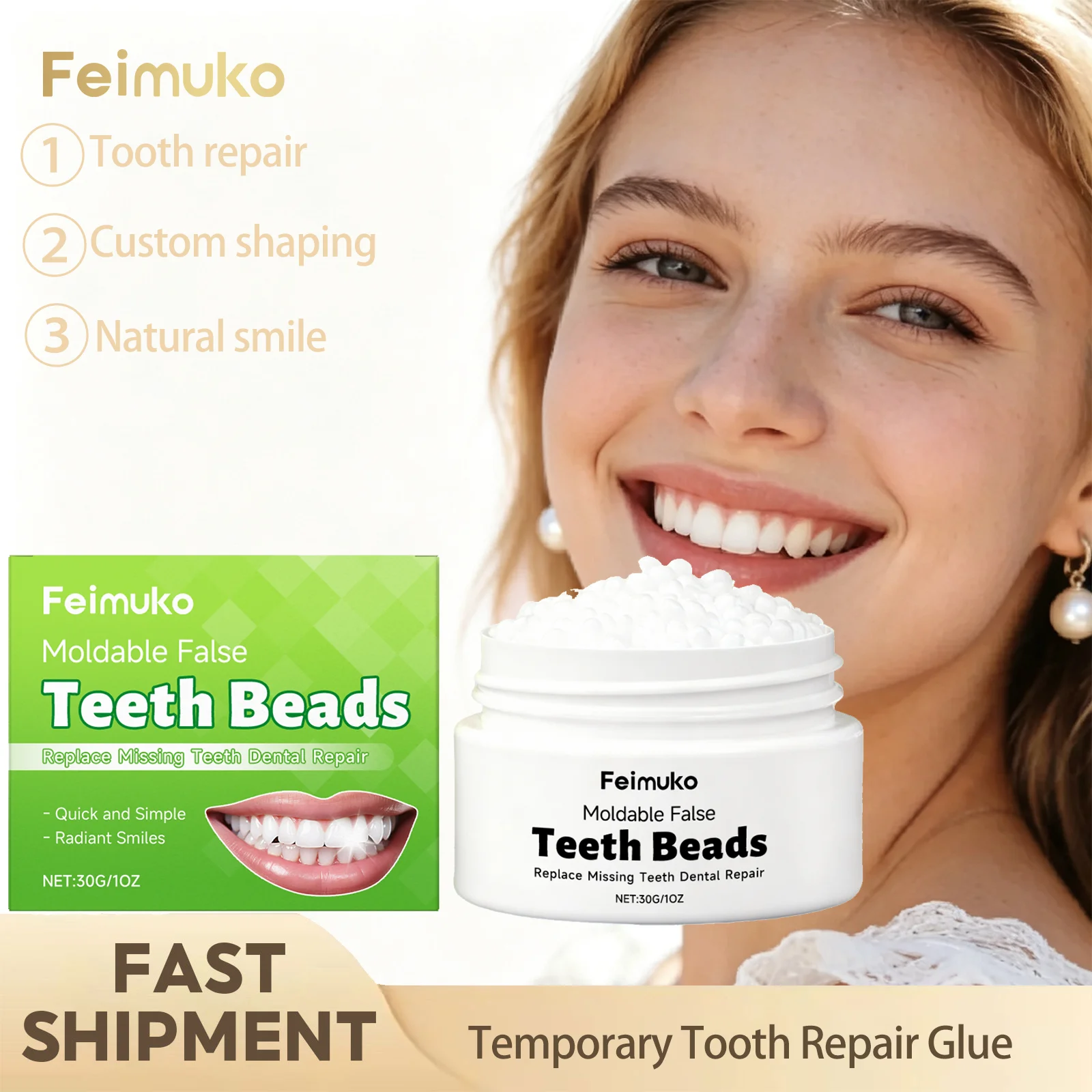 Temporary Tooth Repair Glue Custom Shaping For Missing Broken Teeth Natural Smile Comfortable Fit For Daily Speaking Eating