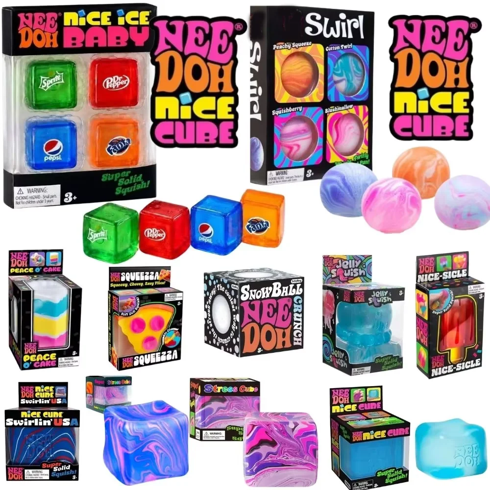 Image of Schylling NeeDoh Nice Cube & Nice-Sicle Quetschspielzeug Sensorisches Stressabbau-Spielzeug Anti-Angst Fidget Toy für Konzentration und ADHS