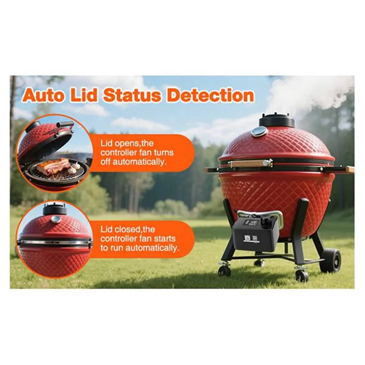 Controlador de Temperatura para Parrilla Bluetooth AA49, Ventilador Automático para Big Green Egg, Kamado Joe, Primo, Akorn Kamado