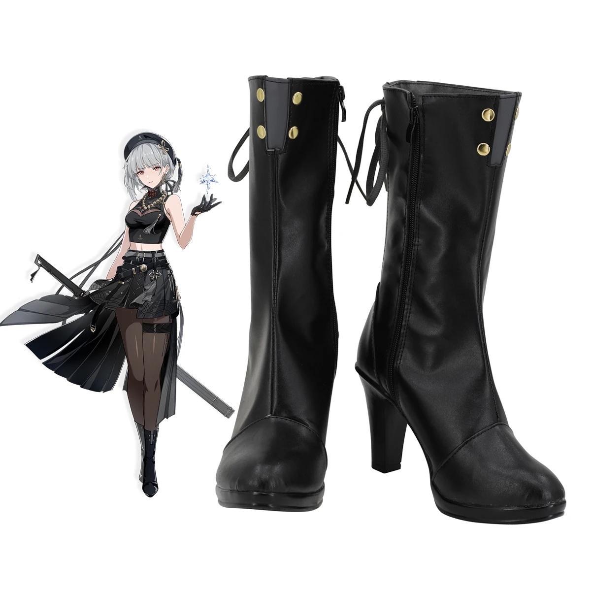 

Wuthering Waves sanhua Cosplay Shoes Black Boots Custom Made