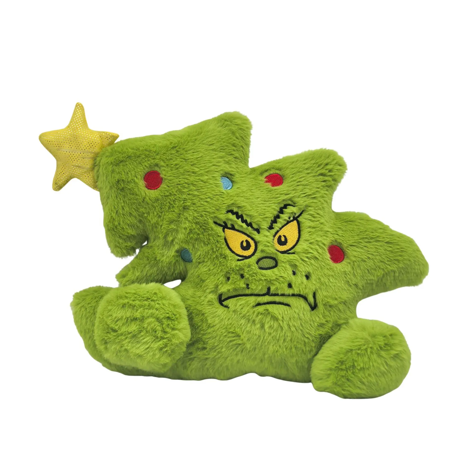 Christmas Decora Throw Cushion Angry Green Star Haired Monster Plushie Autumn Winter Pillowcase Festive Christmas Gift Cushion