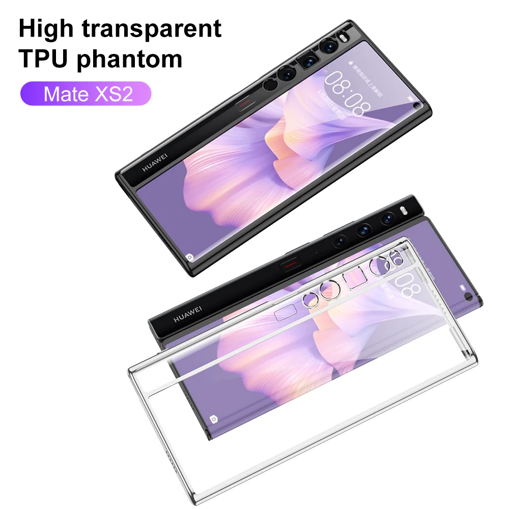 Plating Transparent TPU Case for Huawei Mate XS2 XS 2 5G Soft Silicone Clear Shockproof Back Cover for Huawei Mate XS2 Funda