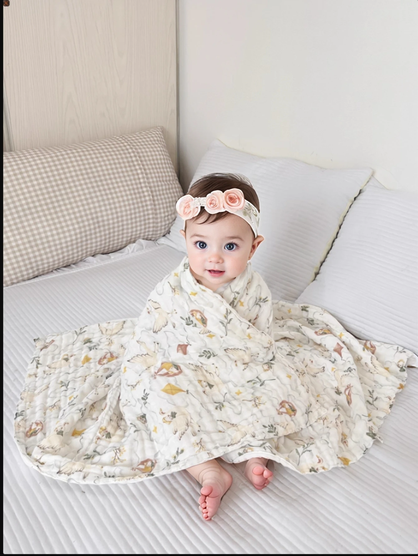 Baby Bath Towel Blanket Newborn Washcloth Infant Kids Swaddle Wrap Bedding 6 Layers A-class Bubble Gauze Cotton Muslin Towel