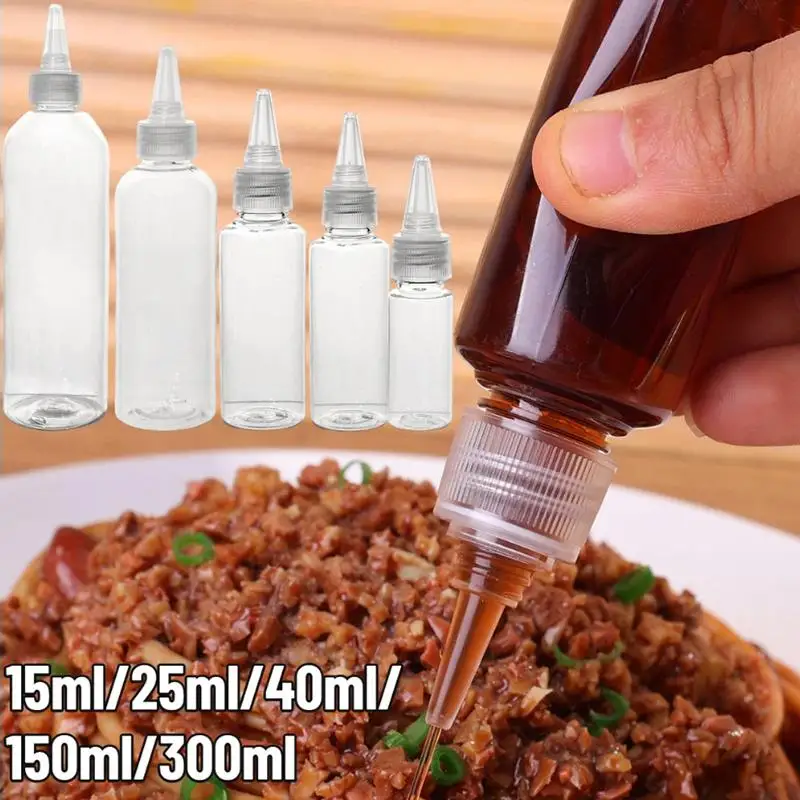 

5Pcs Transparent Condiment Squeeze Bottles Jam Bottles Non-Drip Oil Liquid Dispenser BBQ Sauces Oil Container Cooking Gadget