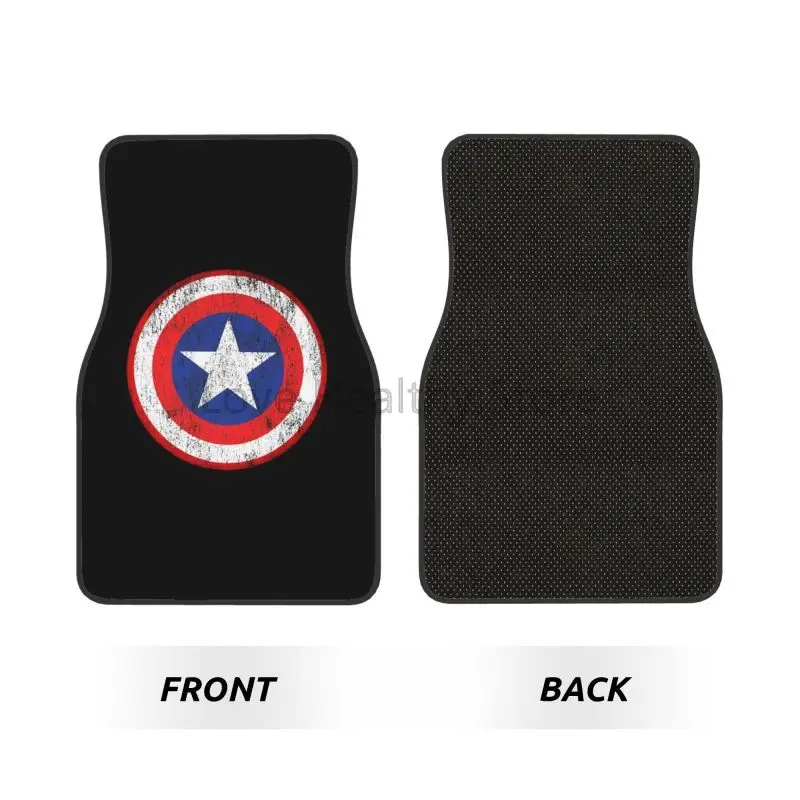 Captain Shield Logo Car Floor Mats of 4 Pieces Custom America Movie Non Slip Front and Rear Foot Mats Car Accessories Universal