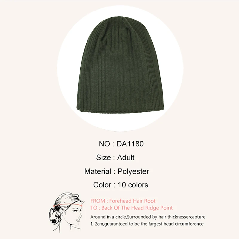 Geebro Women Solid Color Knitted Striped Beanies Hat Autumn Winter Warm Skullie Beanie Casual Loose Bonnet Hip Hop Caps