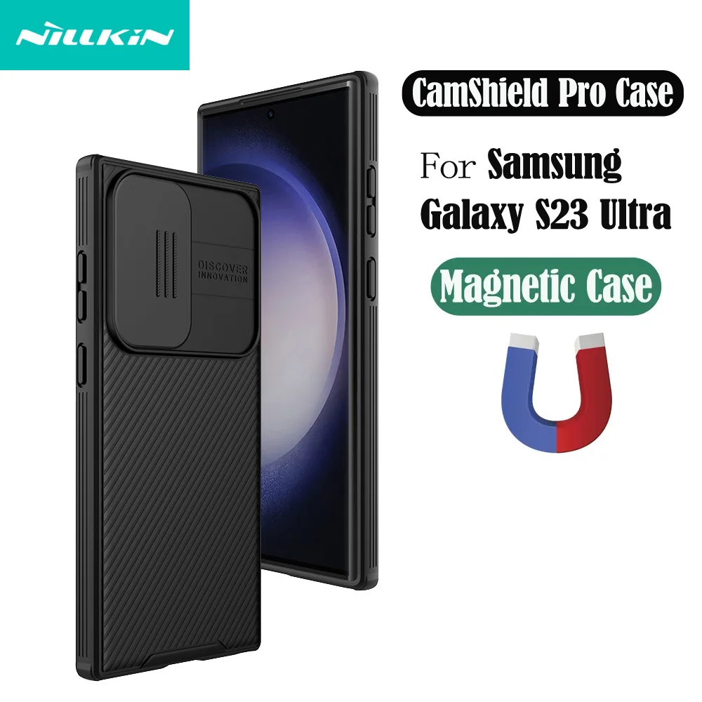 

Чехол MagSafe для Samsung Galaxy S23 Ultra, чехол NILLKIN CamShield, магнитная Беспроводная зарядка, чехол-слайдер для камеры Samsung S23Ultra