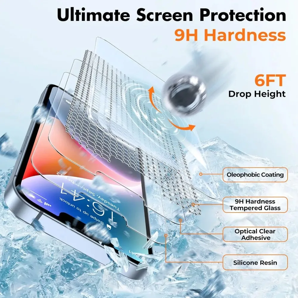 3PCS Tempered Glass for IPhone 16e 16 Pro Max 15 14 13 12 11 Pro Protection Glass for IPhone 16Plus 8 7 Film 9H Hardness Glass