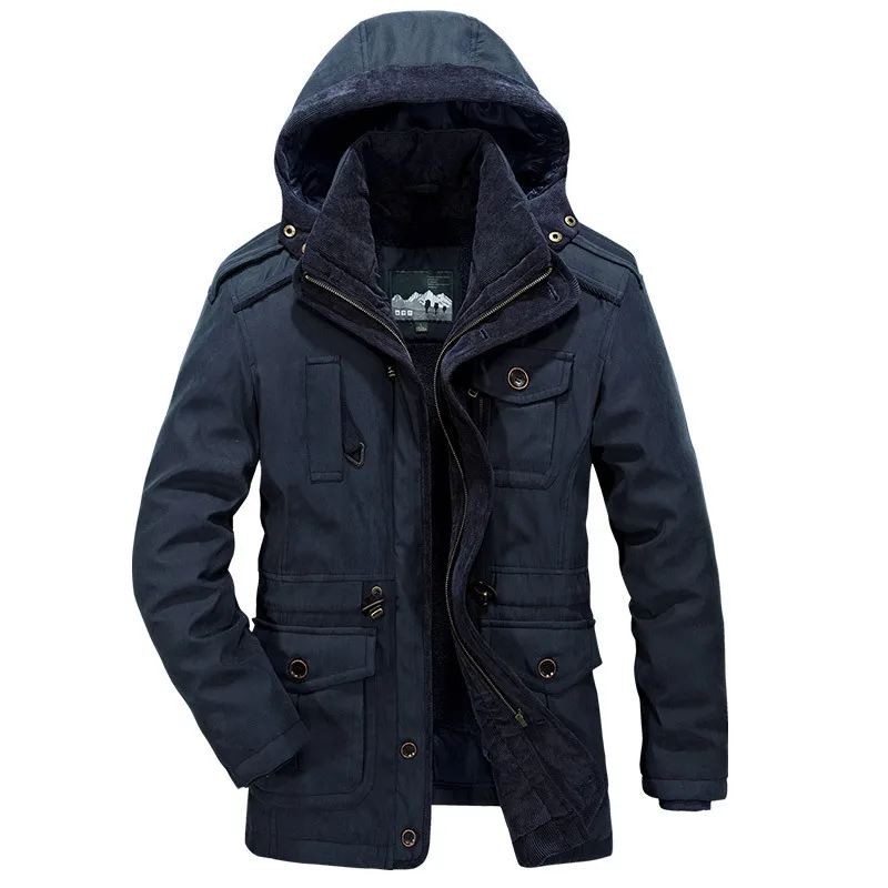 Winter Men\'s Thick and Warm Cotton Jacket with Detachable Inner Lining