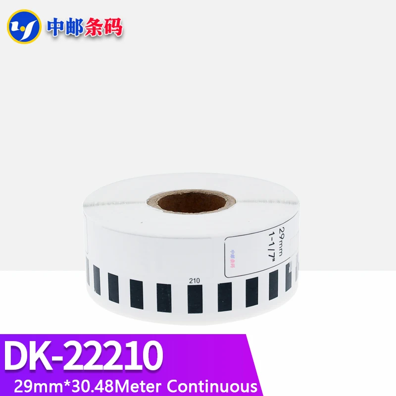 Imagem -02 - Papel Branco da Impressora Térmica Compatível Contínua 50 Rolos do Refil Dk22210 Etiqueta Dk-22210 29 mm 30.48m Compatível para o Irmão
