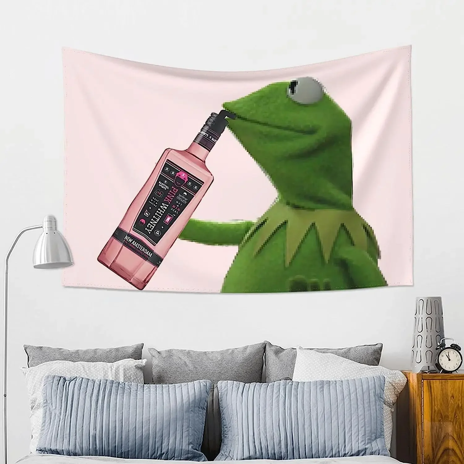 Kermit Pink Funny Tapestry Meme Banner Wall Hanging decor per la casa College dormitorio camera da letto muslimah, taglia unica