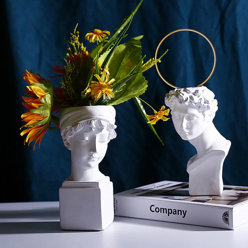 

1Pcs Uk Resin Flowerpot Creative Desktop Pen Holder Ornament Home Office Decor Resin Craft Planter Decoration