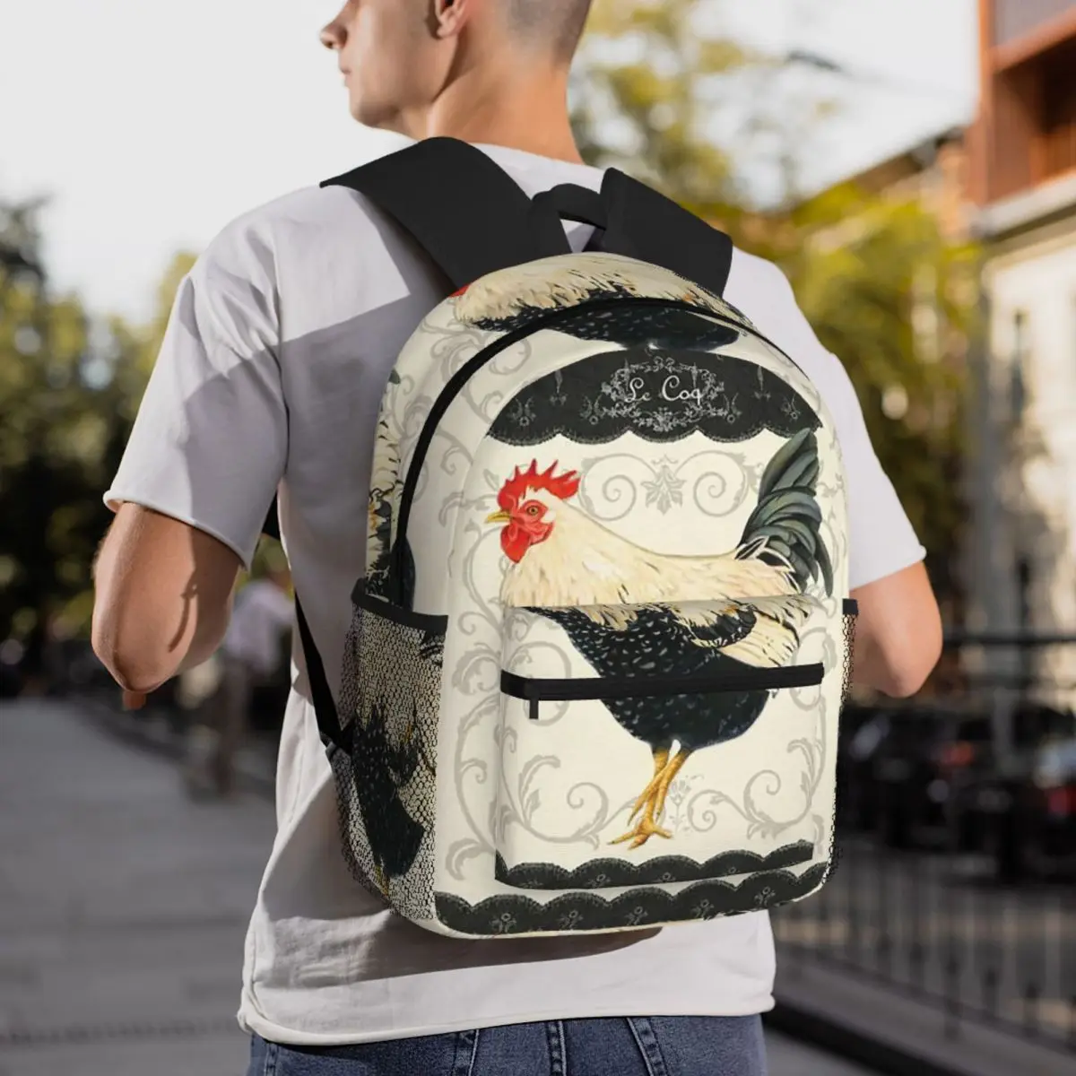 Poultry Rooster Farm Chicken Backpack Student BookBag Children School Bag Computer Shoulder Bags for Men Women