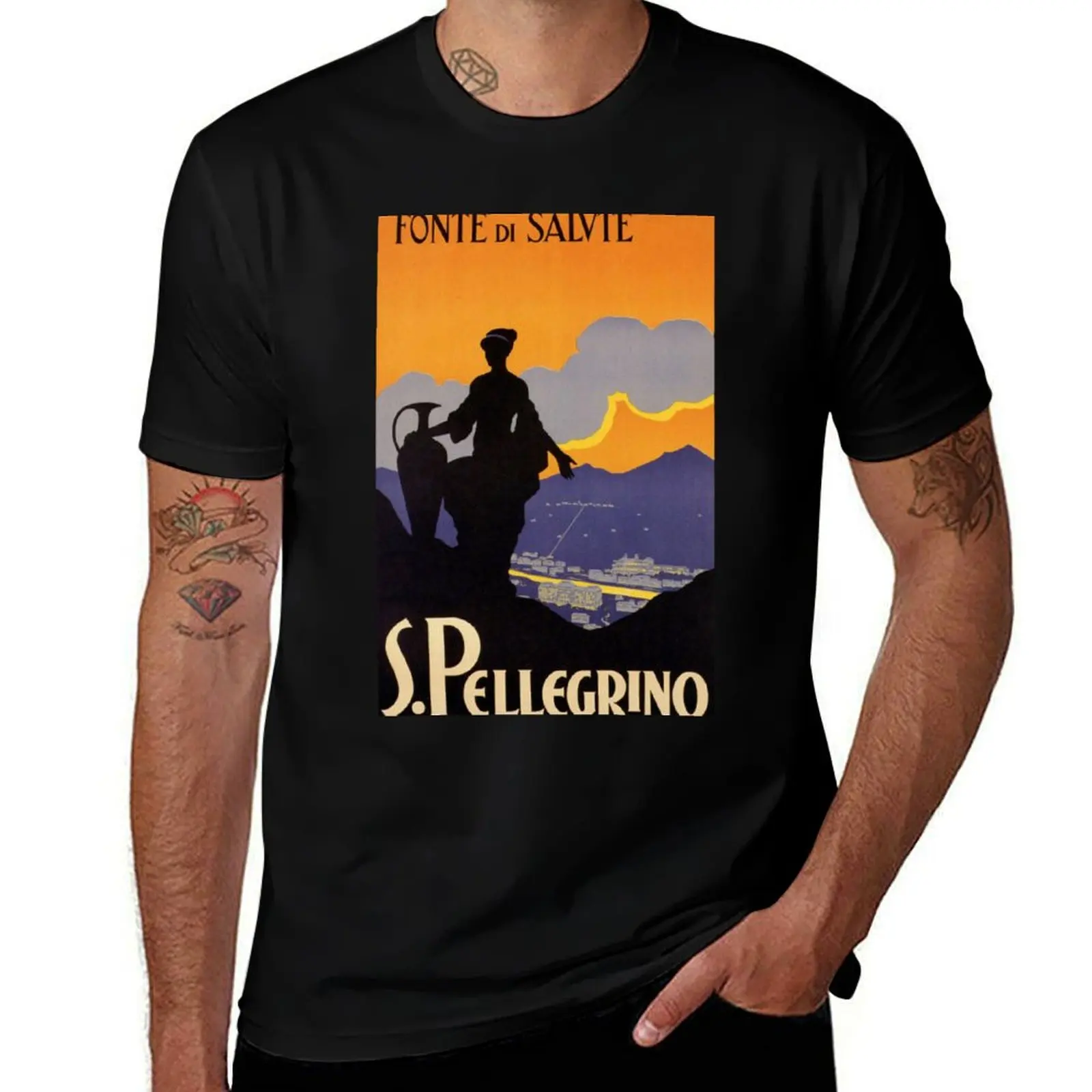 für hochwertige Hemden Travel Pellegrino Vintage-Qualitäts-T-Shirt für Herren. T-Shirt aus Baumwolle. T-Shirt-T-Shirt-T-Shirt-T-Shirt-T-Shirt hoch – Baumwolle High Man San