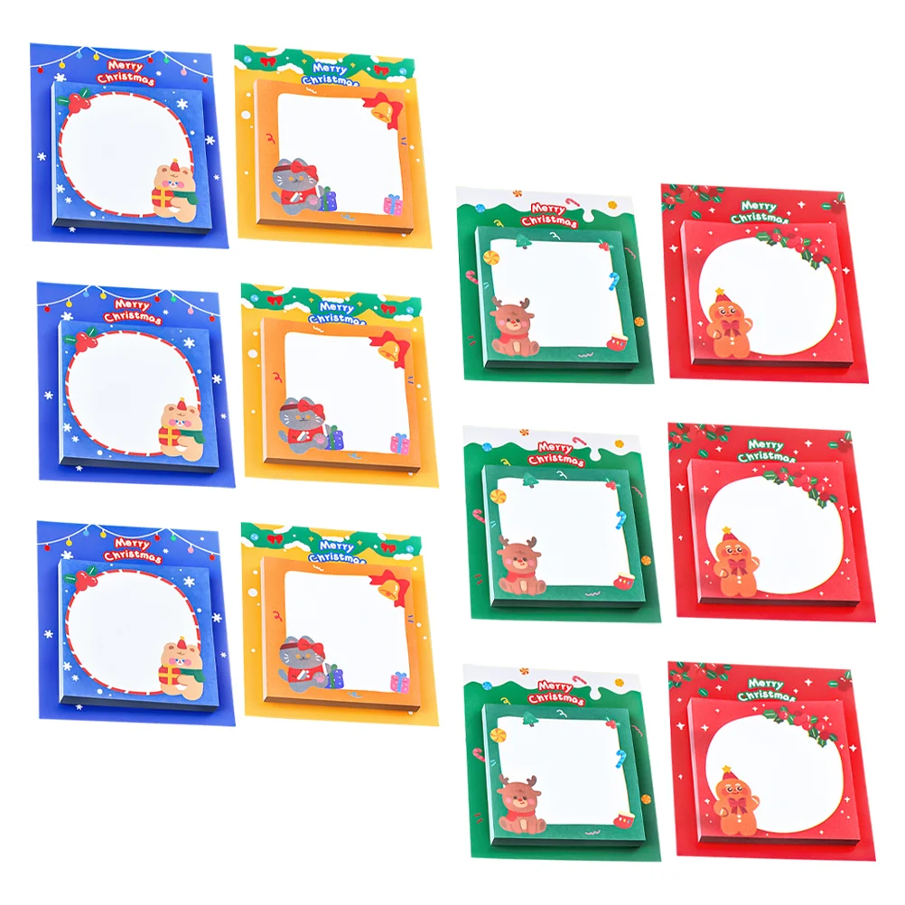 

12 Pcs Christmas Stickers Small Memo Pad Portable Household Daily Paper Compact School Office Supplies