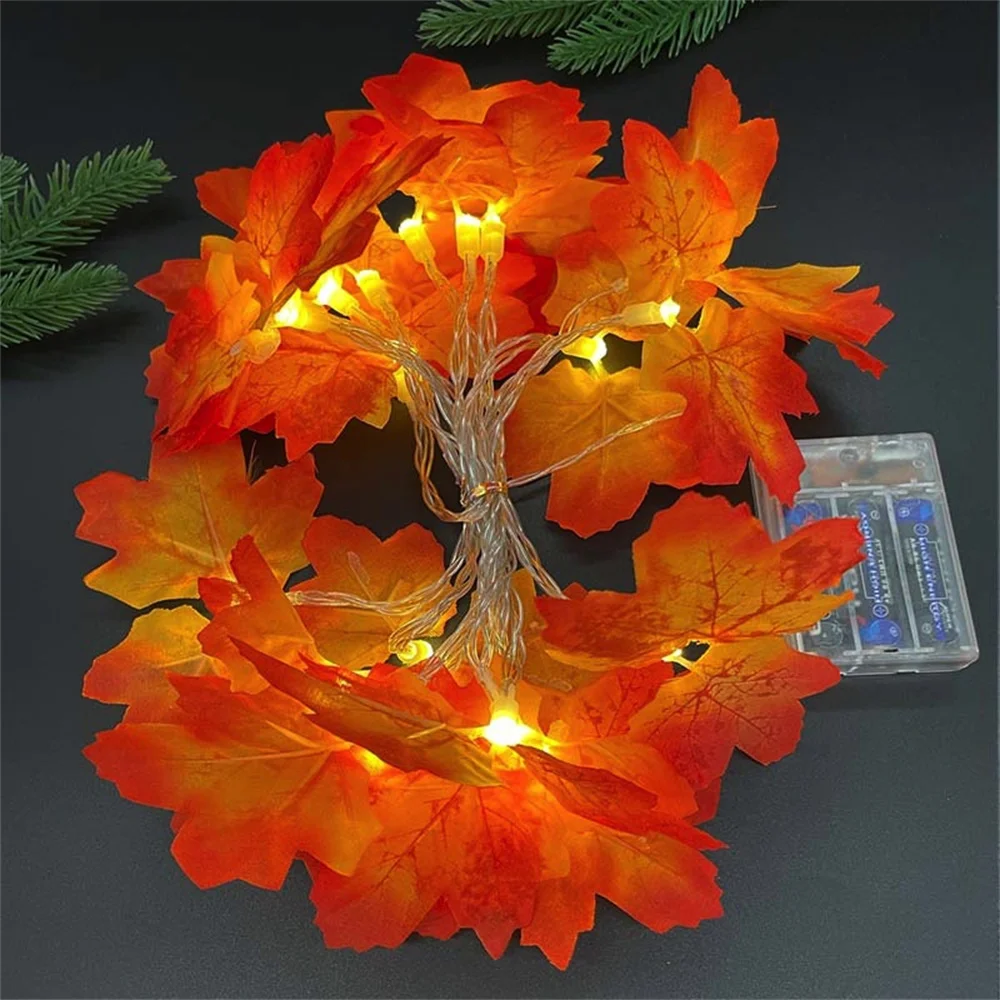 10/20/40 LEDs Pumpkin Maple Leaf String Lights Battery Control 3D Pumpkin Lamp Thanksgiving Fall Garden Party Decoration