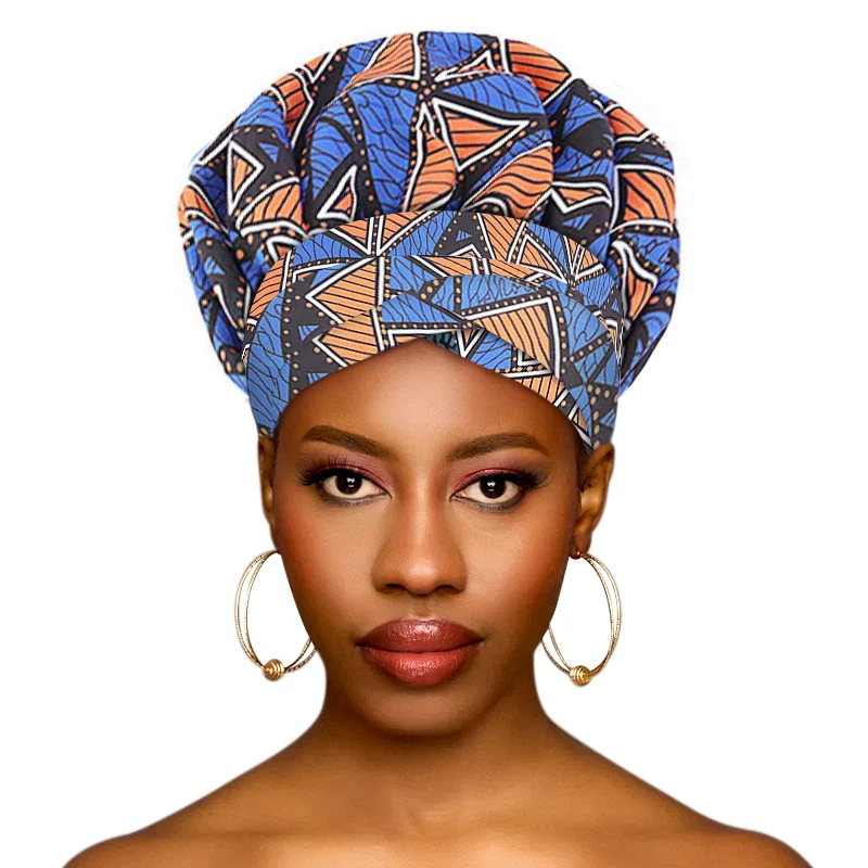 New Women African Print Turban Hat Satin-Lined Head Wraps Vintage Lace Up Headscarf Beanies Bandanas Sleeping Cap For wedding