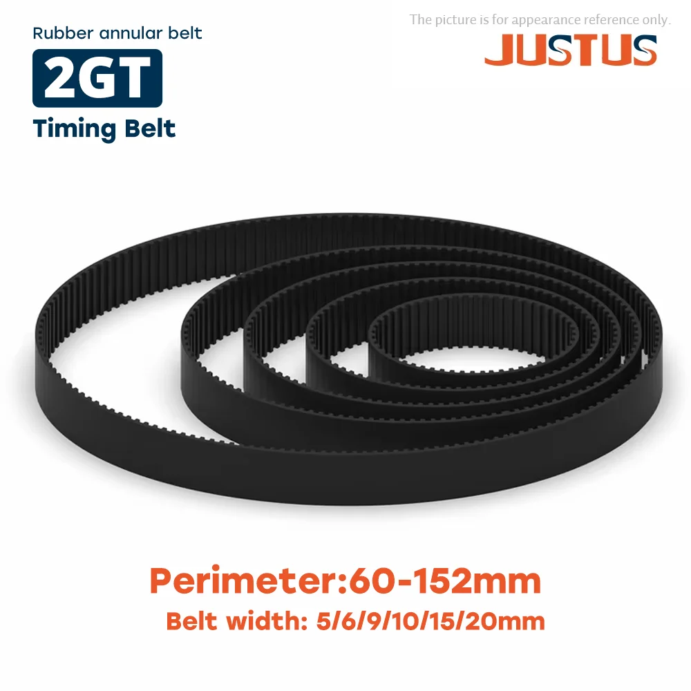 

GT2 Rubber Timing Belt 2GT Closed-loop Synchronous Bandwidth 5/6/9/10/15/20mm Perimeter 60-152mm Are Suitable For 3D Printers