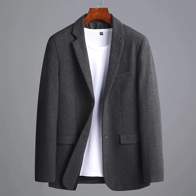 

2024 New Fashion Handsome Woolen Suit Jacket Autumn and Winter Handsome Business Casual Costume Homme Men Dress Coat