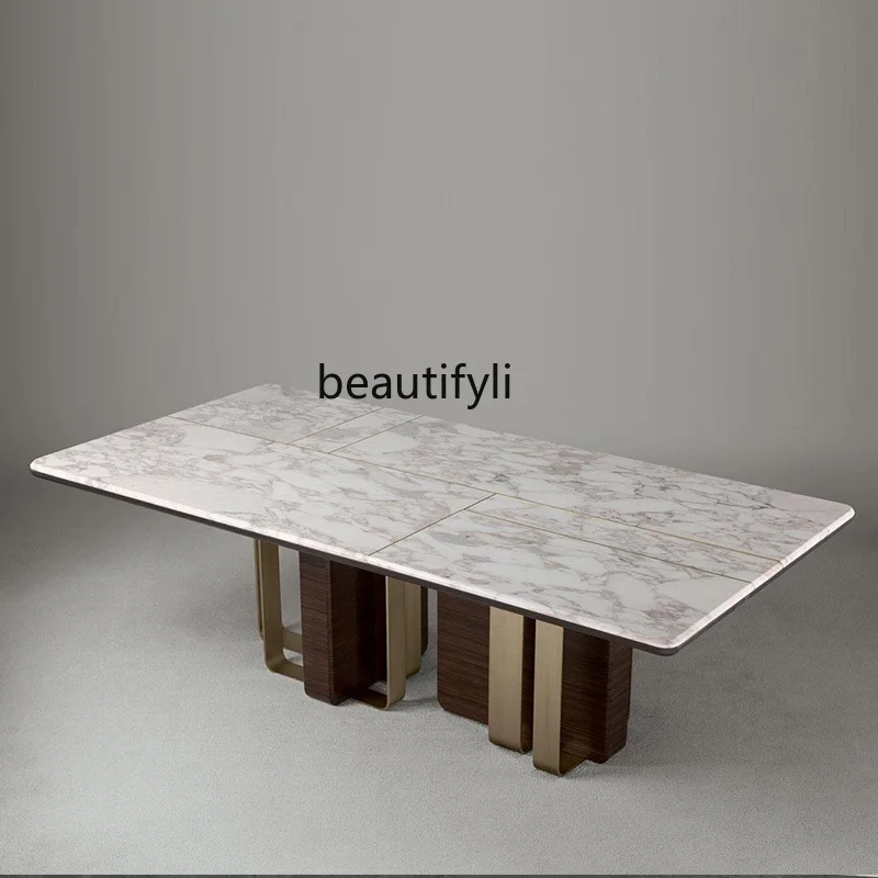 Marble Countertop Dining Table Modern Engineering Model Room Conference Home Dining Dining Table