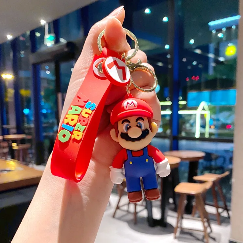 Cartoon Toys Super Mario Bros Keychain Accesorios Schoolbag Pendant Key Decoration Collection Ornament Kids Toys Birthday Gifts