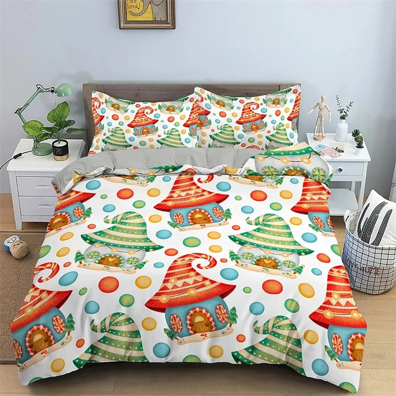 Christmas Bedding Set 3D Print Santa Claus Duvet Cover Set King Queen Single Double Size Kids Polyester Bedding Set No Bed Sheet