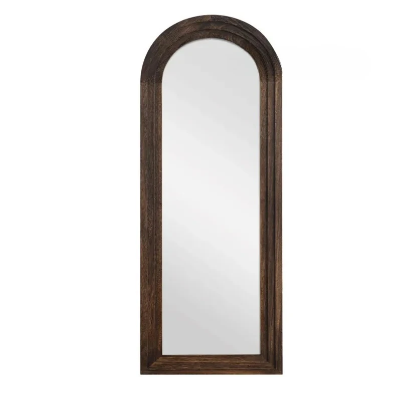 retro full-length mirror wall-mounted arched floor-to-ceiling French wooden frame medieval full-length mirror