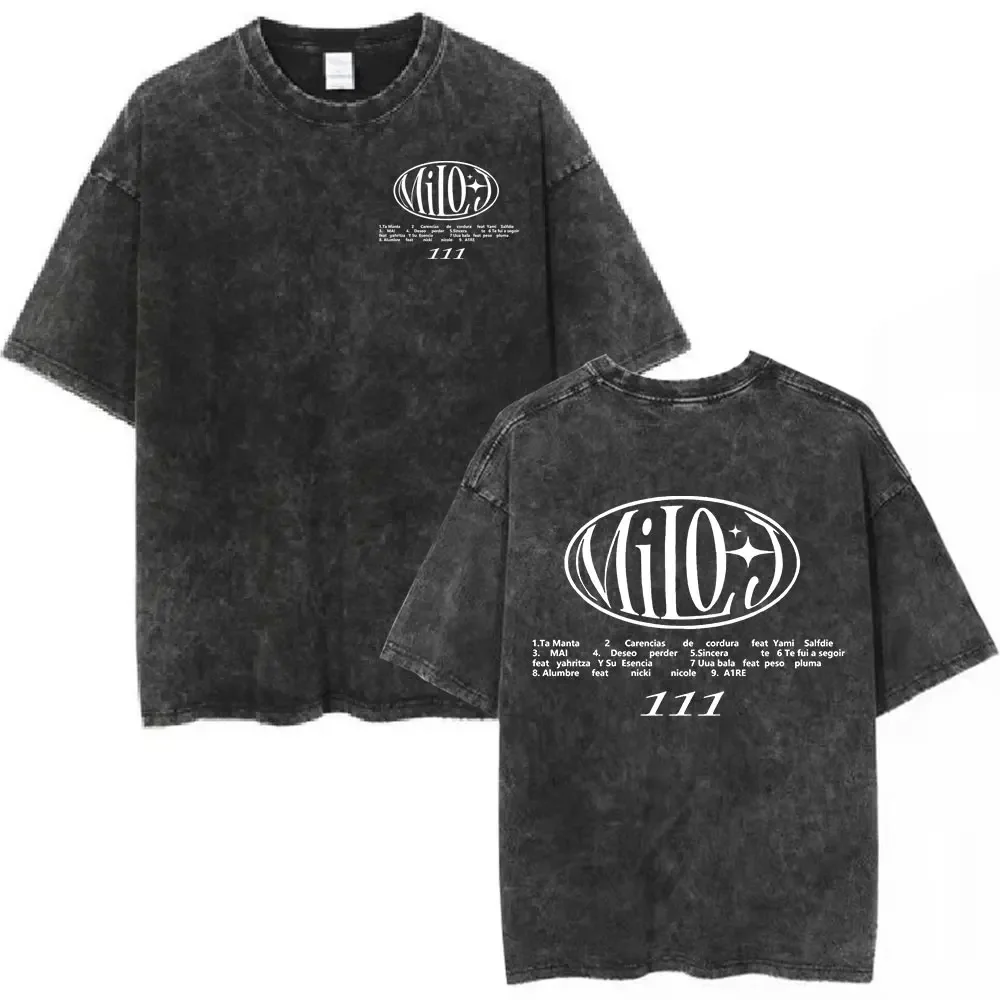 Rapper Milo J Logo Vintage Washed T Shirts Men Women Clothing Harajuku Hip Hop T-shirt Cotton Short Slevee T-shirts Streetwear
