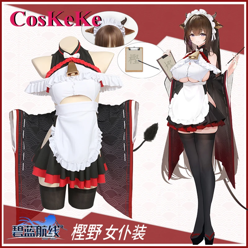 CosKeKe IJN Kashino Cosplay Anime juego Azur Lane disfraz dulce encantador vestido de sirvienta mujeres fiesta de Halloween ropa de juego de rol nuevo