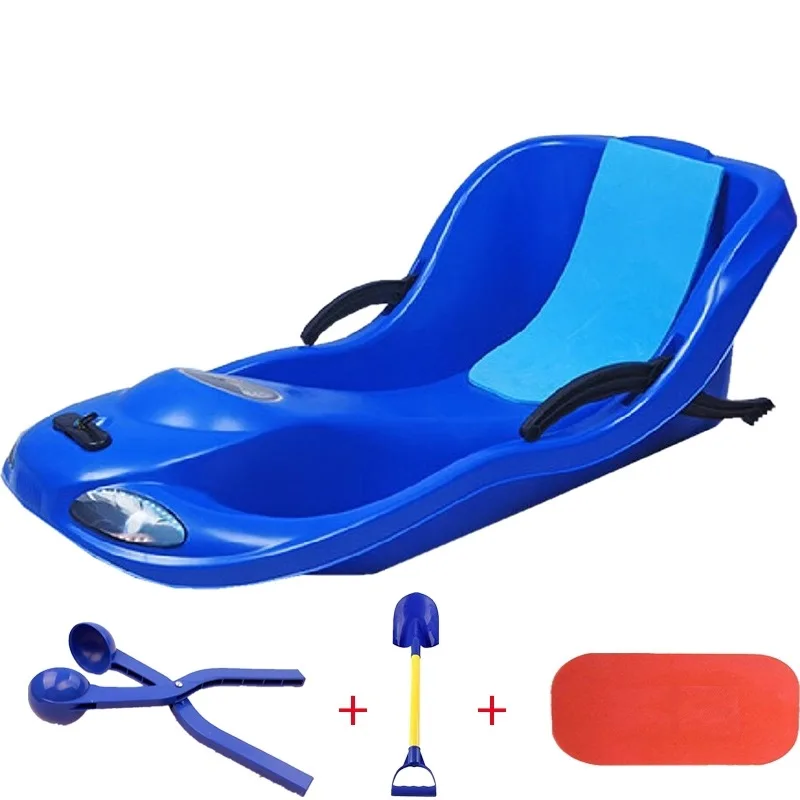 Adult Children High Backrest Thickened Snowboard Sleigh Climbing Plow Grass Skiing Sand Board with Brake Seat Cushion Free Shipp