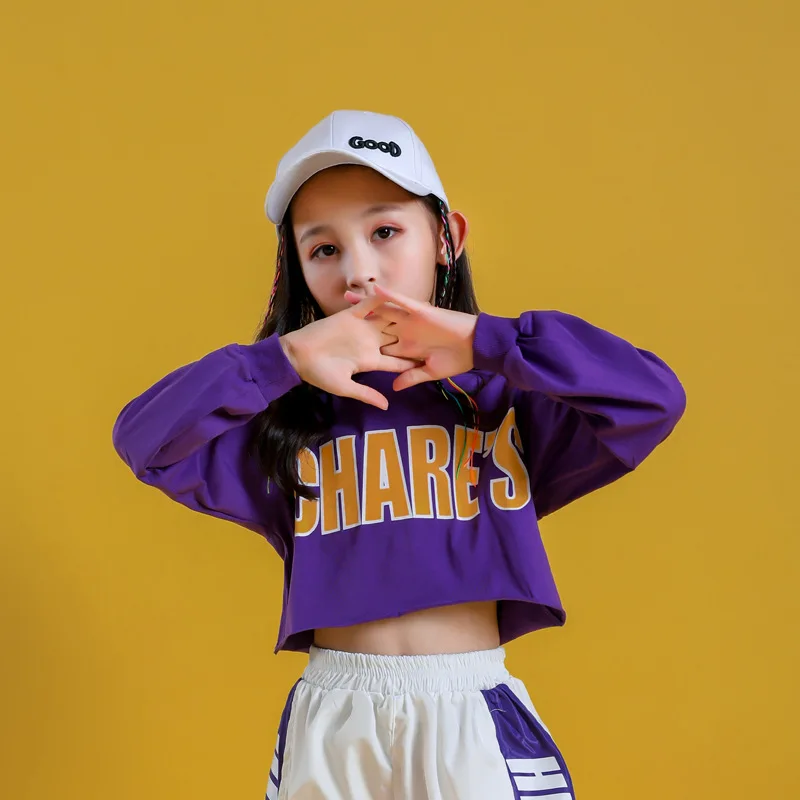 Kids Hip Hop Crop Top Clothes Sets Girls Sweatshirt Joggers Child Streetwear Street Dance Pant Outfits Teen Jazz Stage Costumes