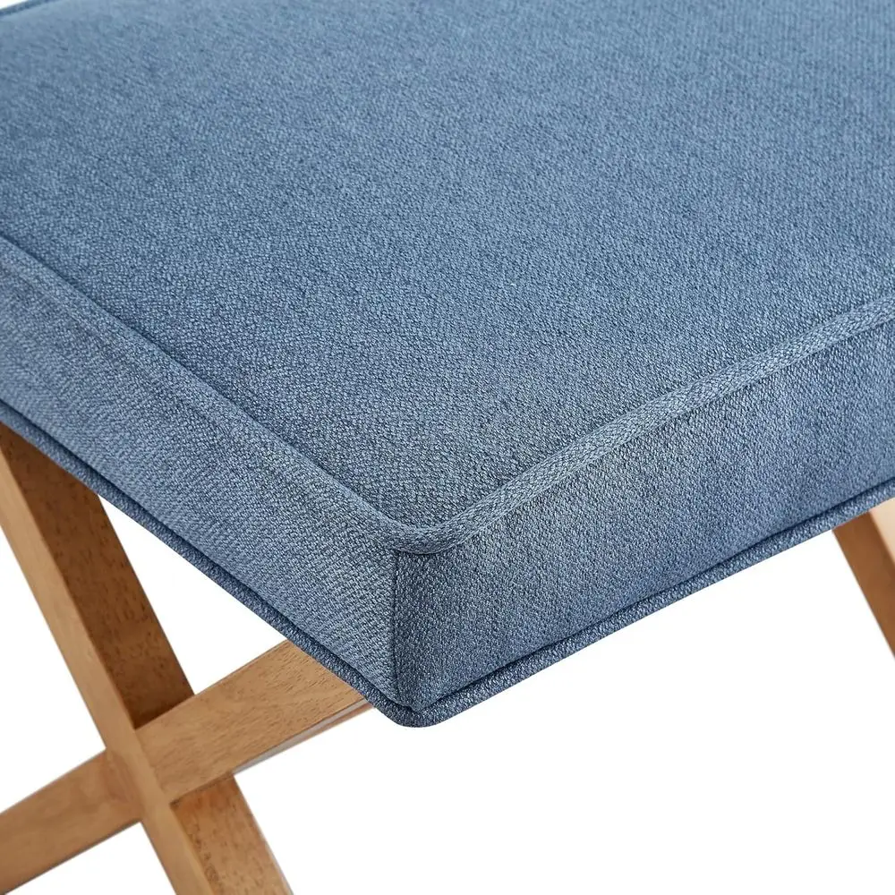 Ottoman moderne bleu indigo du milieu du siècle, repose-pieds carré en polyester 20 x 18, hauteur 18