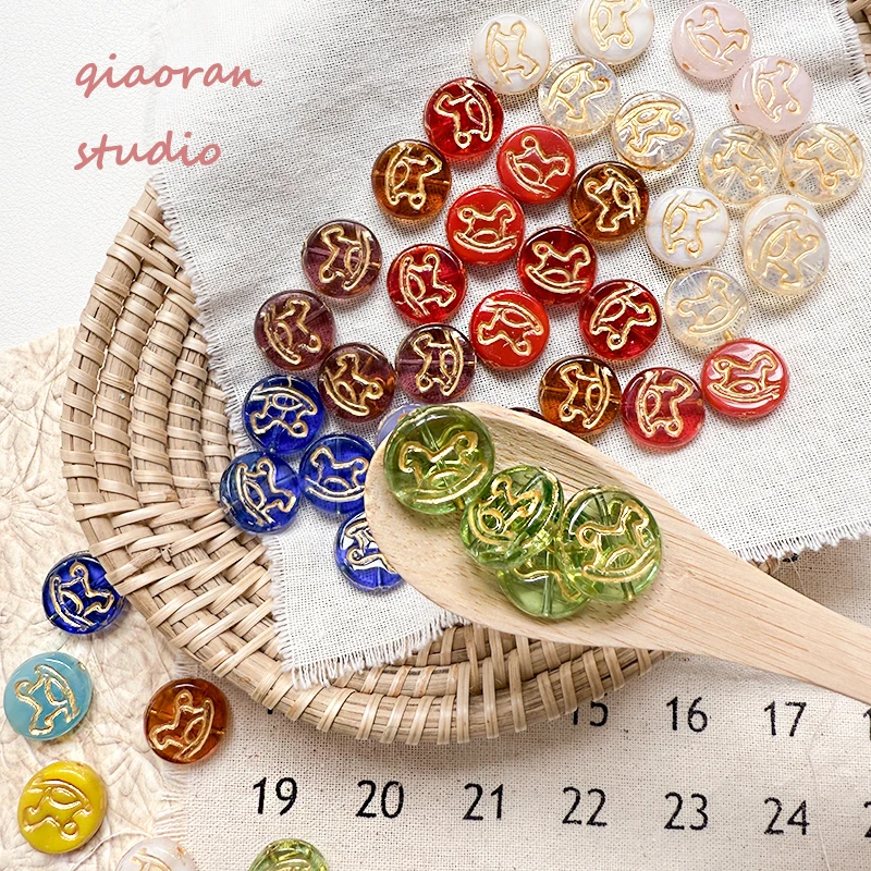 

Retro Disk Wooden Double Sided Straight Hole Prague Beads DIY Handmade Stringing Beads Loose Beads Bracelet Gold