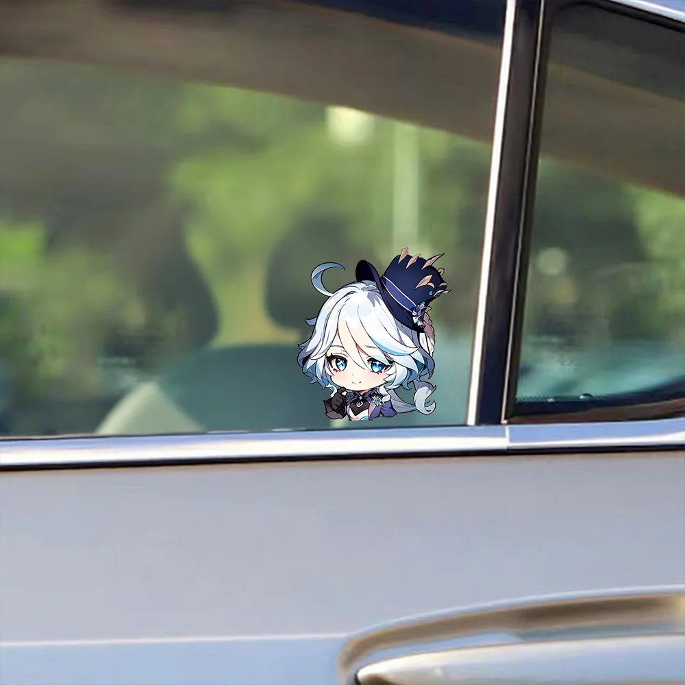 Anime Genshin Impact Decal, Furina Cute Girl Add Vitality to Car, High-Quality Waterproof Sticker Suitable for Smooth Substrates