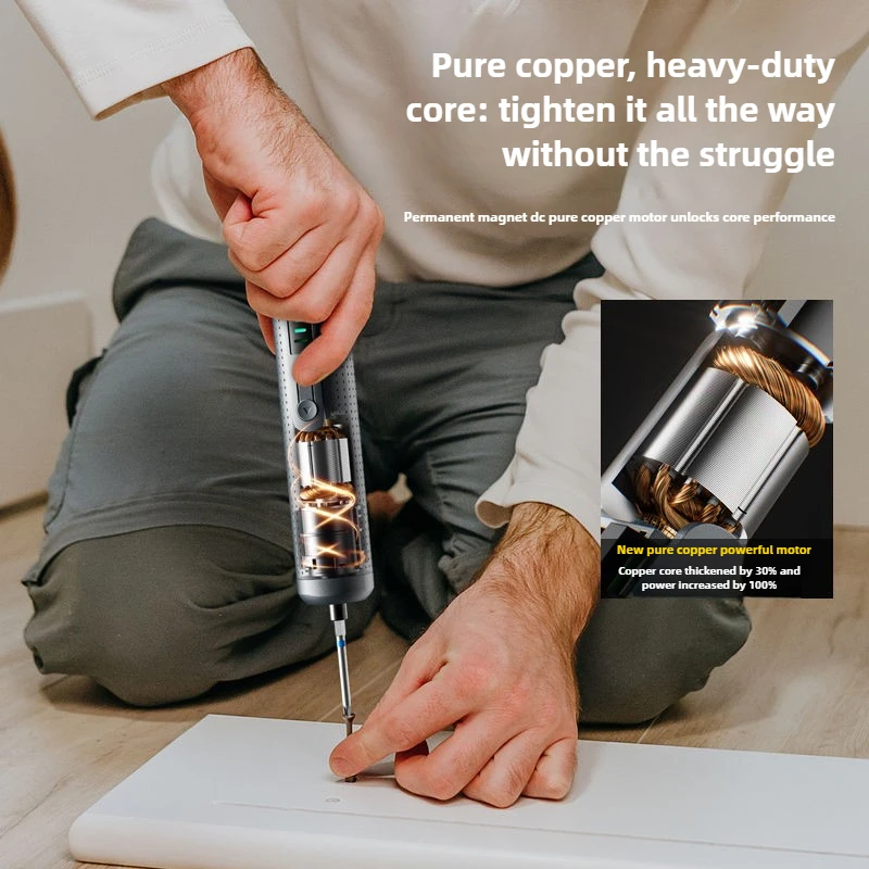 مفك براغي كهربائي، مجموعة مفكات كهربائية قابلة لإعادة الشحن، مجموعة أدوات كابل أوتوماتيكية لإصلاح المنزل من النوع C مع أضواء LED #2