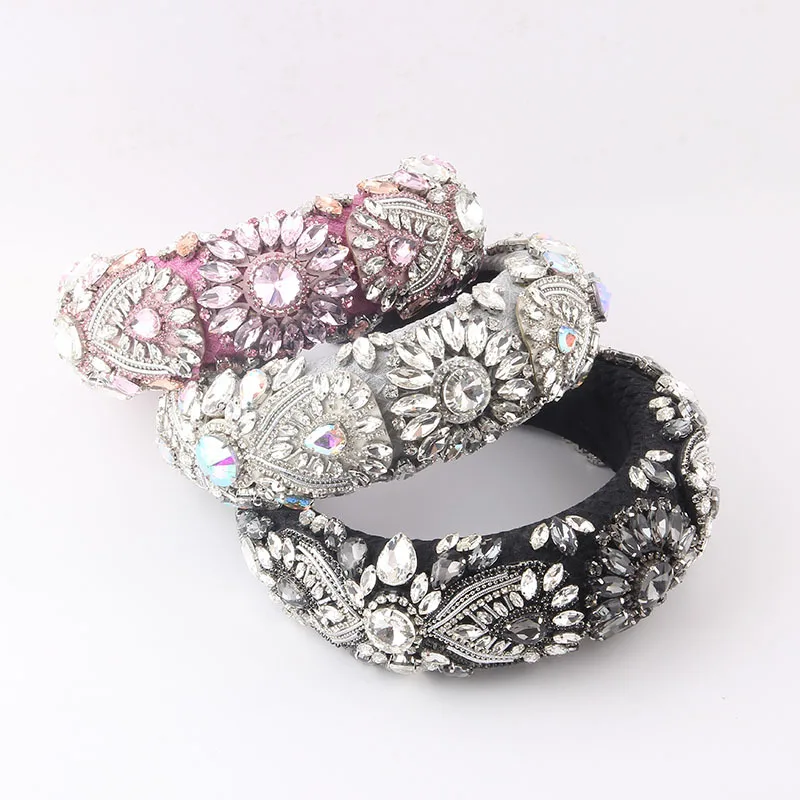 New fashion style diamond-set exaggerated sponge geometric headband women's dance gorgeous highlights hair accessories