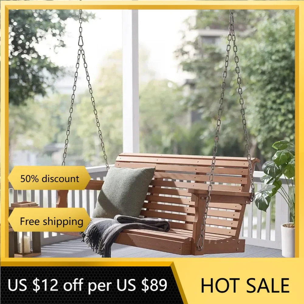 

2-Person Poly Lumber Outdoor Swing, All-Weather Farmhouse Patio Swing That Never Rot and Fade, Suit for Garden, Porch and Park