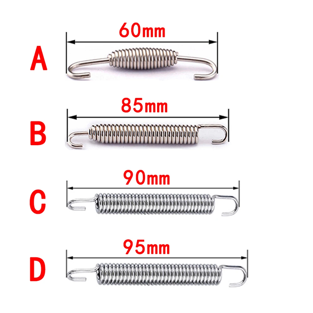 

2pcs 60mm 85mm 90mm 95mm Motorcycle Exhaust Spring Hooks Stainless Steel Exhaust Front Middle Link Pipe Rotatable Metal Springs