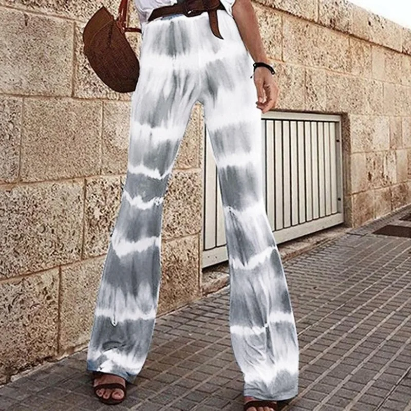 Women's Stripe Camping High Waist Thin Casual Harem Pants 2024 Female New Arrival Fashion Casual Retro Print Flare Pants Korean